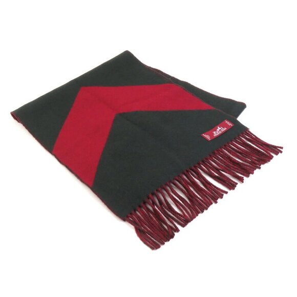 HERMES Muffler Scarf Khaki/Red Cashmere - e60384a - Picture 1 of 9